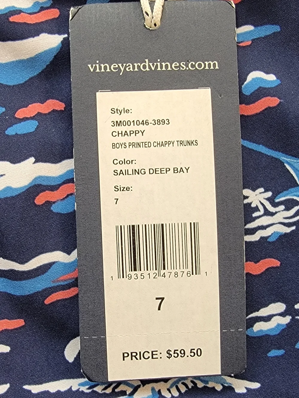 Vineyard Vines Navy Sailboat Print Swim Trunks